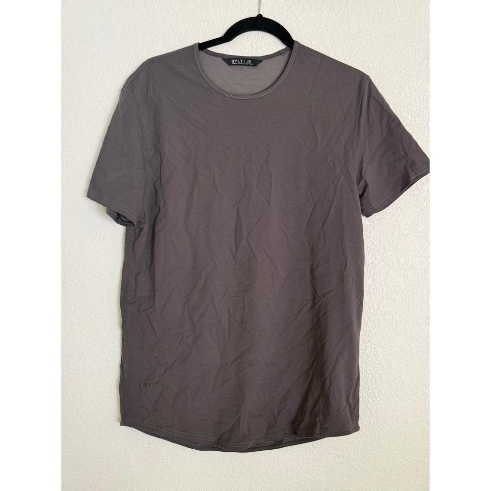 BYLT Premium Basics Mens Drop Cut T-Shirt Charcoal Grey Athletic Fit Size M